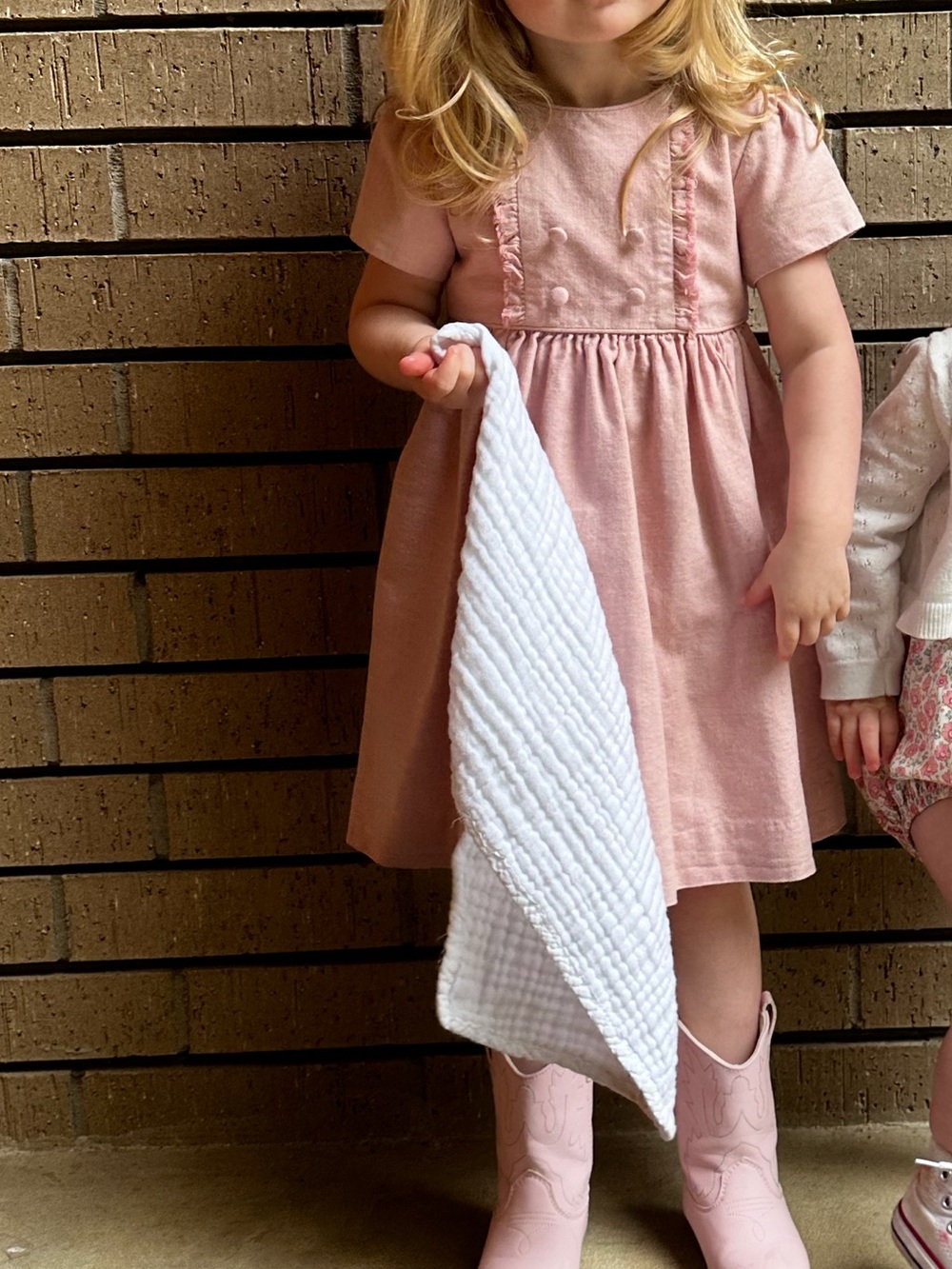 Luli & Me Dusty Pink Short-Sleeve Ruffle Bodice Dress